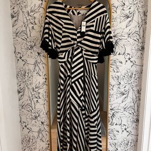 Chic Black and White Striped Dress